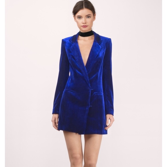 navy velvet blazer dress